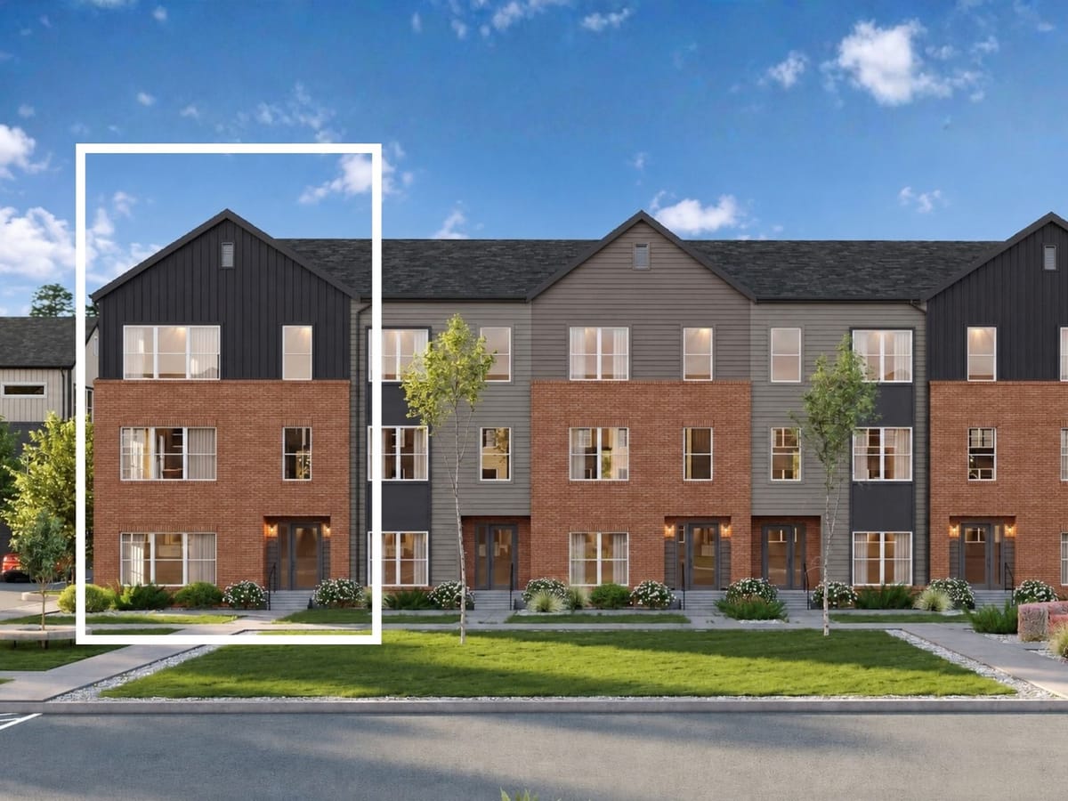 Exterior rendering of a Chatham townhome at Calder at Oakley Station